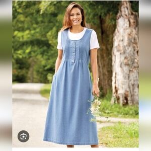 The Vermont Country Store Denim Pintuck Jumper Light